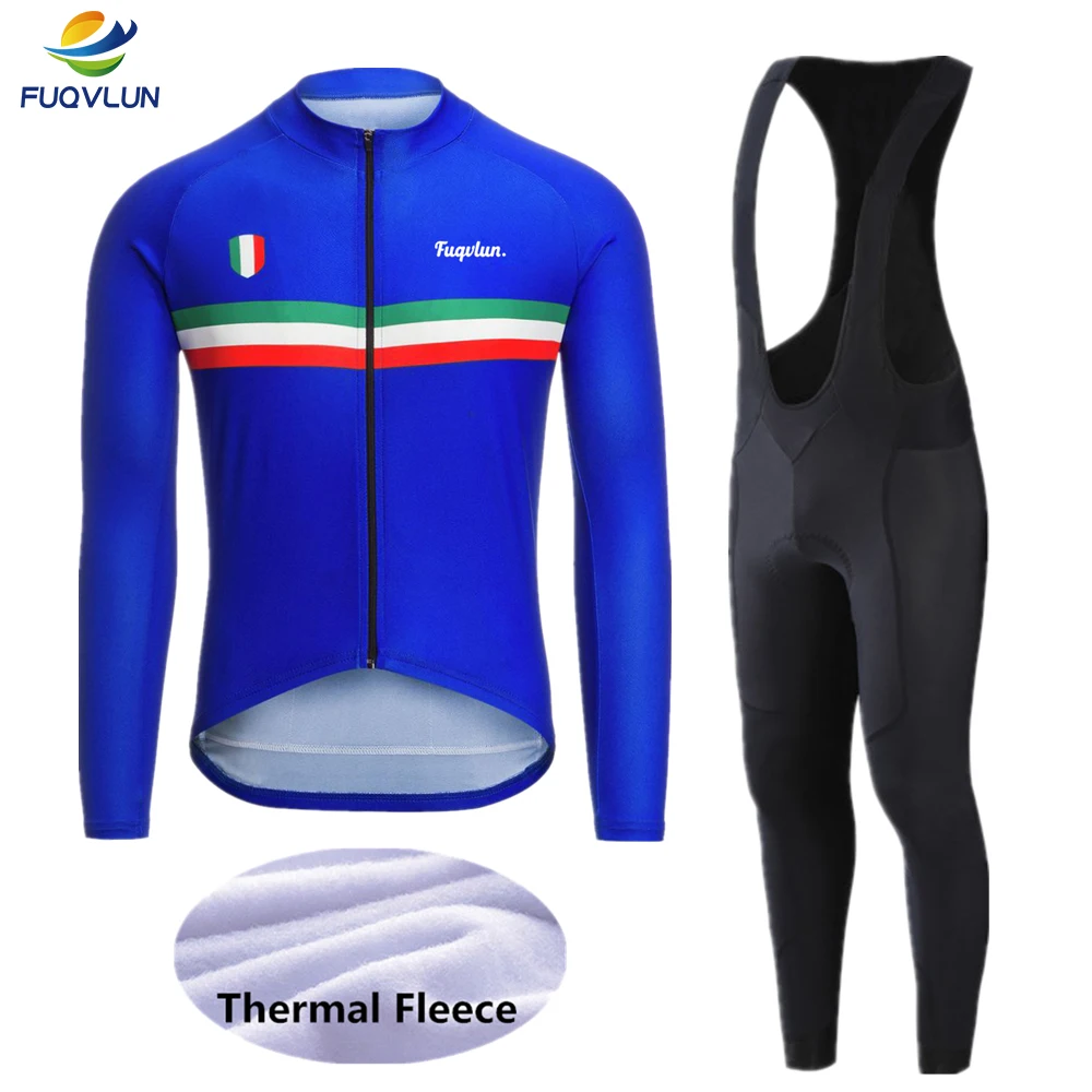 FUQVLUN Зимняя Теплая Флисовая велосипедная одежда, мужская велосипедная майка, Спортивная велосипедная одежда с длинным рукавом, набор для велоспорта-68HG - Цвет: Бежевый