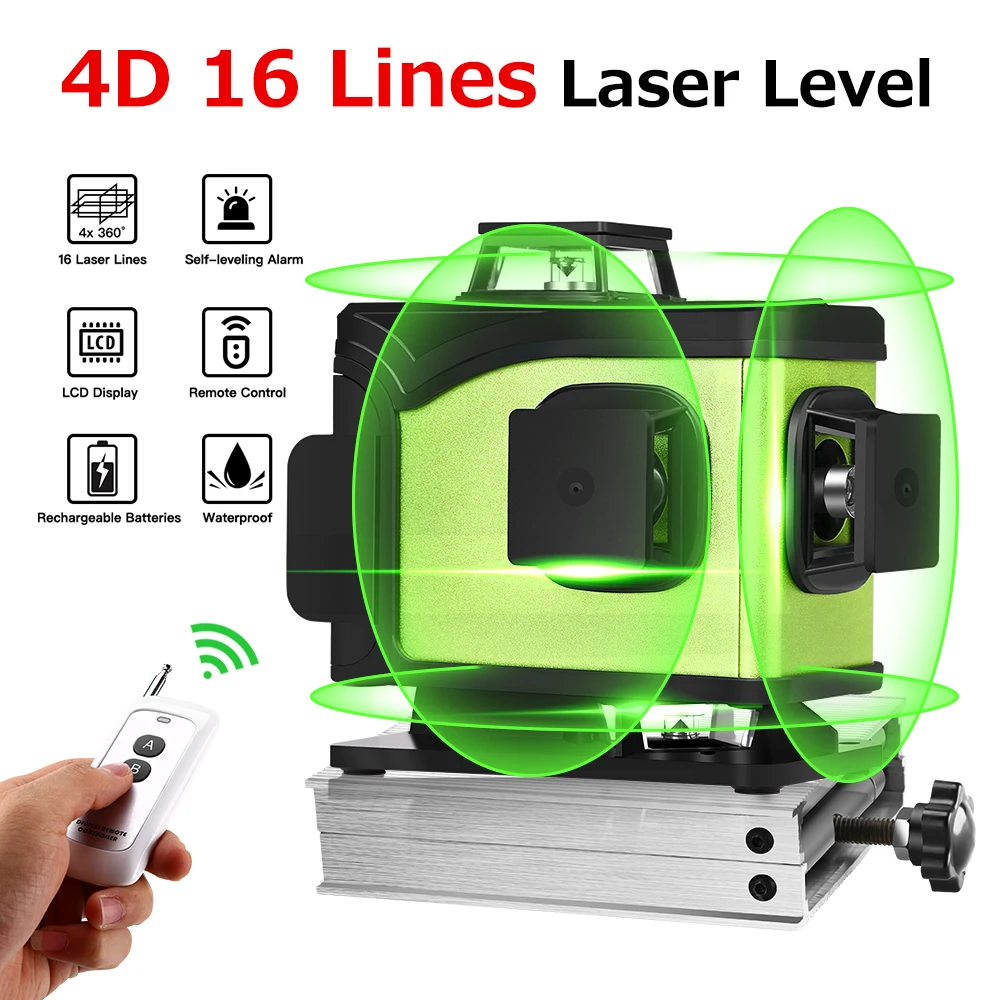 Seesii 4D Green Beam Autolivellante Laser Livella 4X360 Cross Line Laser A Quattro Piani Livellamento Strumento Di Misura 360 ° Linea Orizzontale