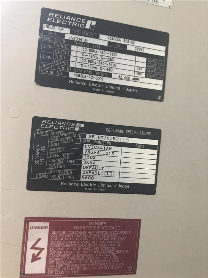 Reliance Электрический Vz3000g AC Servo UVZC341AG используется в хорошем состоянии с 3 месяцев гарантии