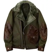 Зеленая Мужская Толстая Повседневная куртка из овчины размера плюс XXXXL из натуральной овчины для русской зимы приталенное пальто из овчины