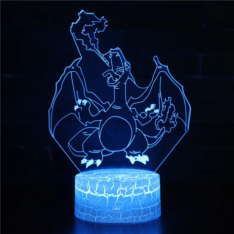 Карманный Монстр 3D светильник светодиодный настольная лампа Иллюзия ночной Светильник Psyduck Пикачу модель 7 цветов Изменение 3AA питание от батареи USB лампа