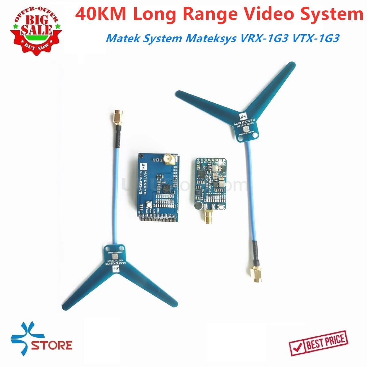 Система Matek 40 км видеопередатчик Mateksys VRX-1G3 1 3 ГГц FPV 2CH-9CH 630 МВт Wid-ресивер
