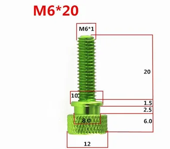

3pcs M6 thumb aluminium screws flat pineapple step grain knurled bolt male screw anode oxidation multi-color 20mm length