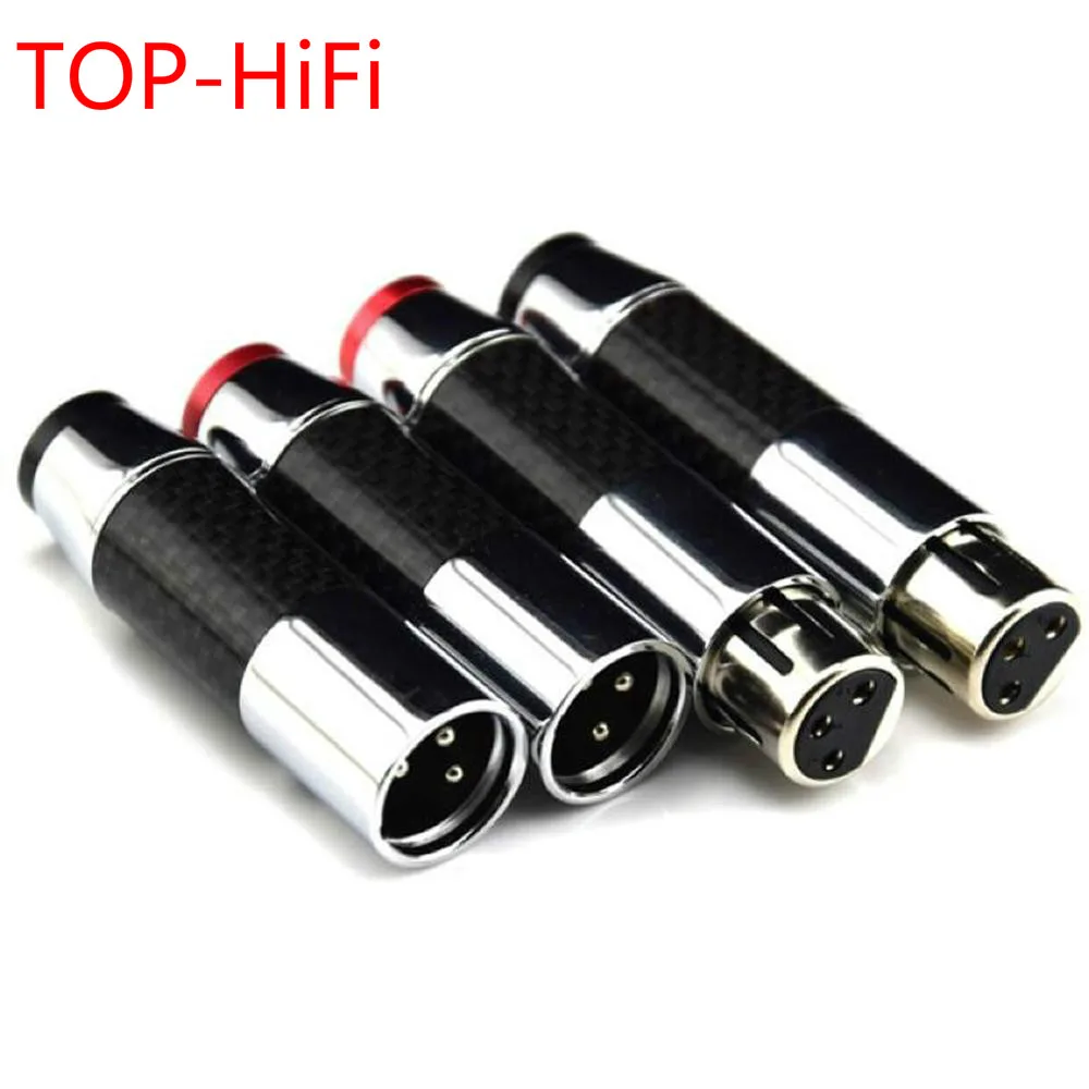 

TOP-HiFi 4pcs/lot Audio Carbon Fiber XLR Plug Connector 3Pin Male to Female Black XLR Wire Connector 3PIN XLR Microphone plug