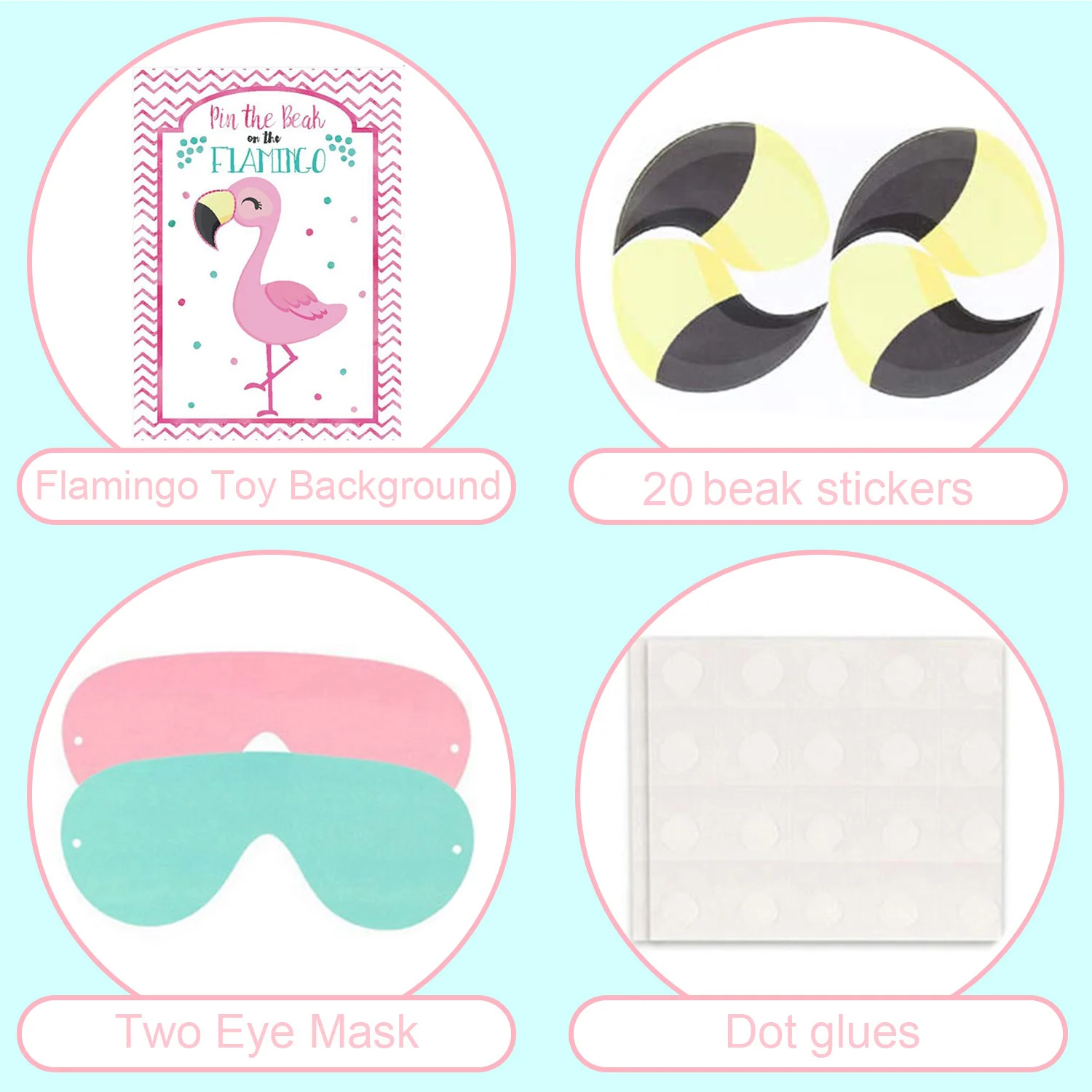 Besegad забавные булавки клюв на Фламинго игра с постером маски для глаз клюв наклейки Dot клеи для детей взрослых вечерние принадлежности