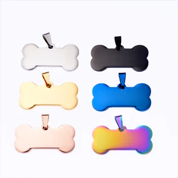 

5Pcs Dog Tag Puppy ID Tag Stainless Steel Bone for Neutral Necklace Mirror PolishTags Pet Dog Collar Accessories
