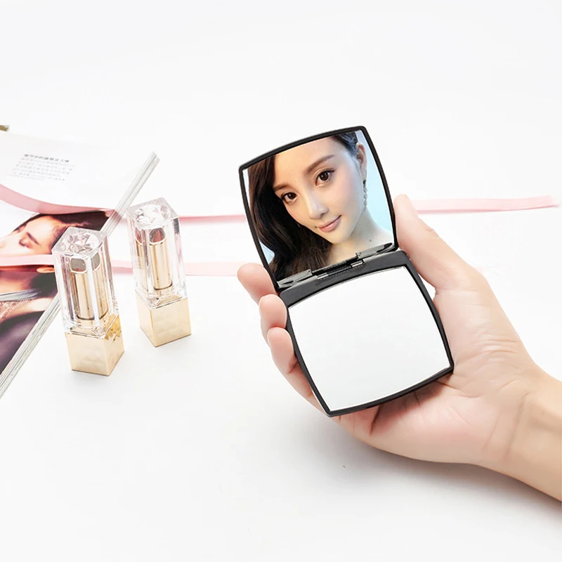 Carrying with a mirror Korea counter makeup mirror small dressing makeup mirror with flip mirror folding mirror