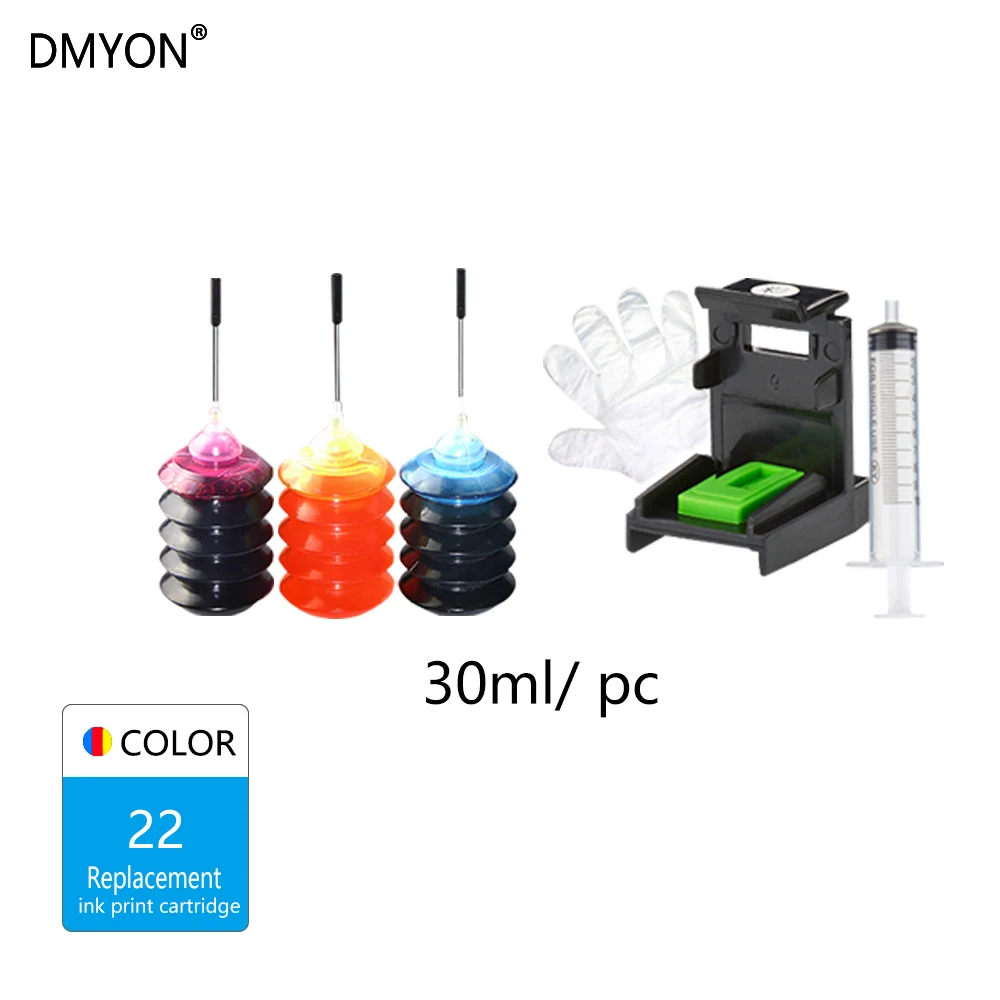DMYON 22XL трехцветный Заправляемый чернильный картридж для принтера Hp 22 Deskjet F2180 F2200