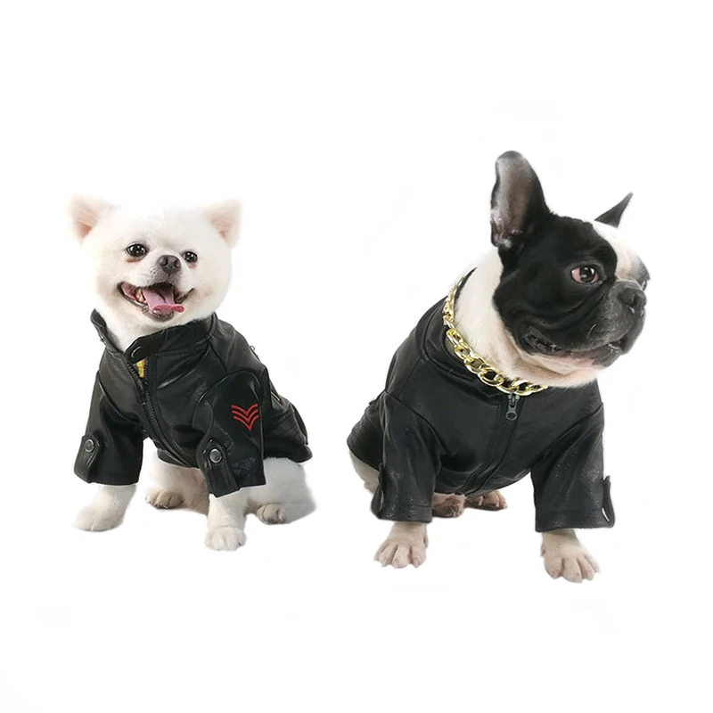 Одежда для собак в стиле панк из искусственной кожи с французским бульдогом; зимняя теплая одежда для маленьких собак; одежда для щенков из терьера, чихуахуа, Мопса