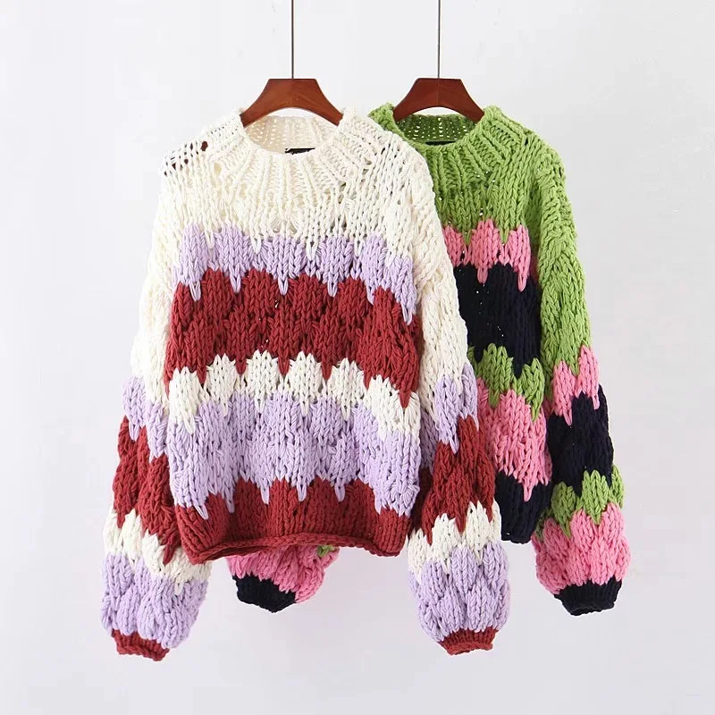 

Women Clothes 2019 Autumn and Winter Clothes Women Wind Hand-knitted Rough Loose Pullover Sweater Women