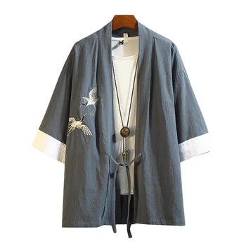 

Chinese-style Summer Men's Chinese Clothing Fashion Embroidered Thin Cardigan Jacket Japanese Style Stylish Men's Top Men'S Wear