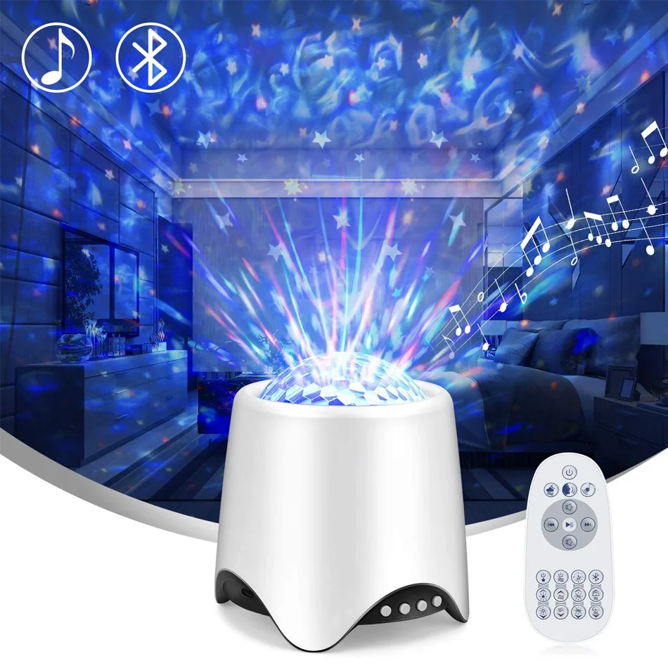 

New star light starry sky projector lamp atmosphere light bluetooth music USB starry flame water pattern led night light