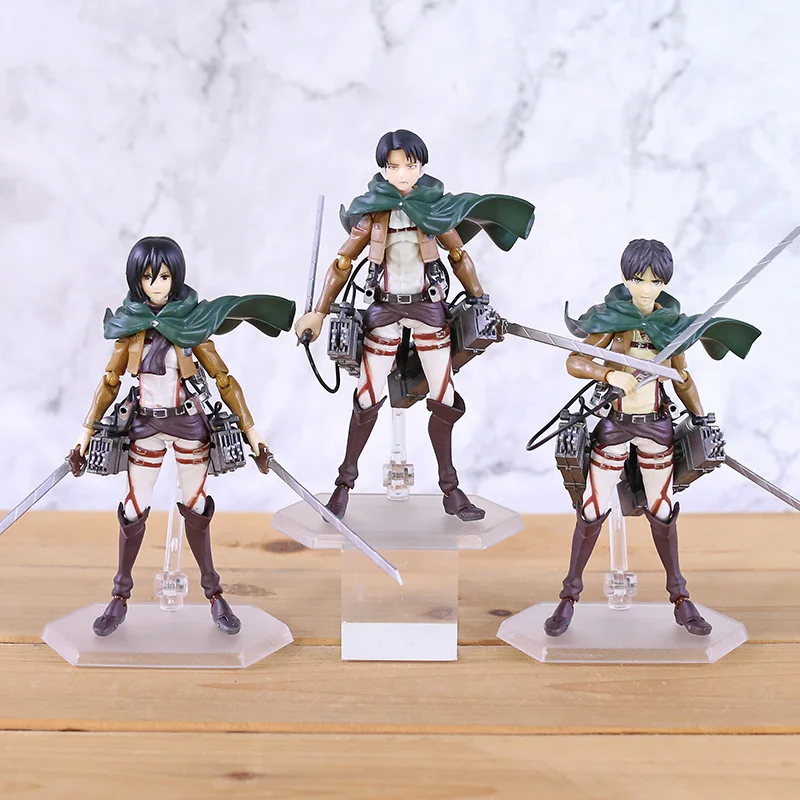 Anime ataque em titan eren mikasa ackerman levi/rivaille figma figura de ação pvc modelo brinquedo