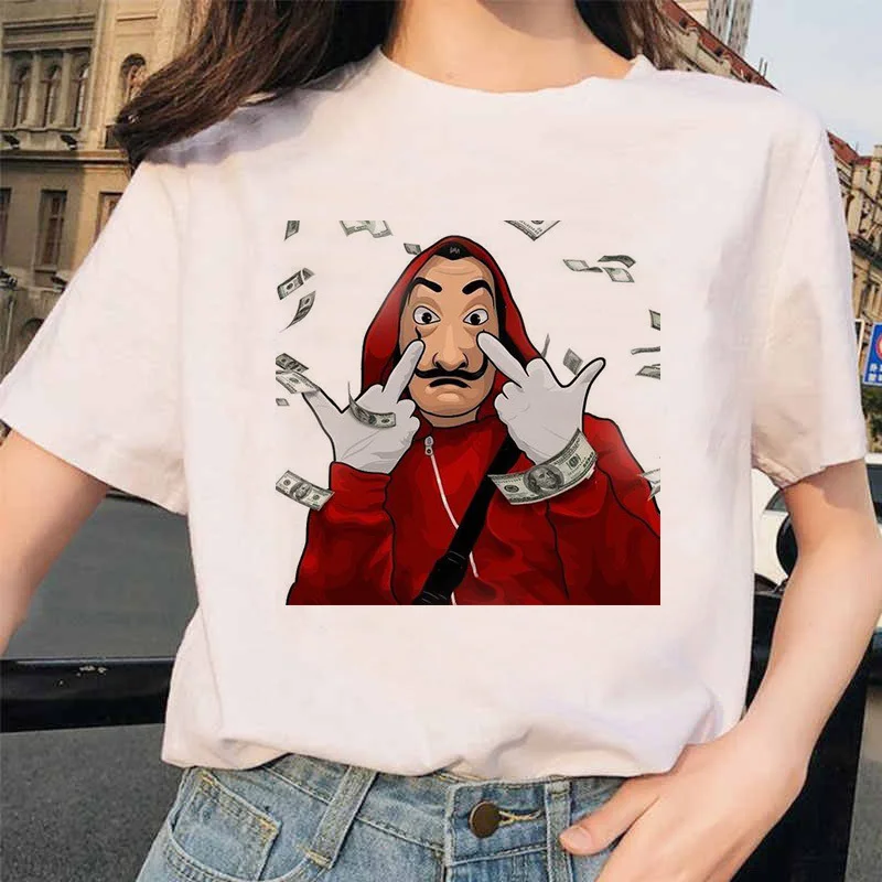 Новинка, футболка с принтом "Money Heist", "House of paper", "La Casa De Papel", женская летняя повседневная футболка с принтом "Dali Mask", "Casa De Papel"