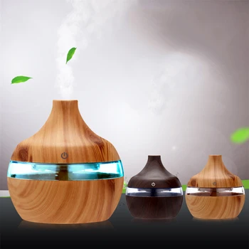 

Electric Humidifier Essential Aroma Oil Diffuser Ultrasonic Wood Grain Air Humidifier USB Mini Mist Maker LED Light For home car