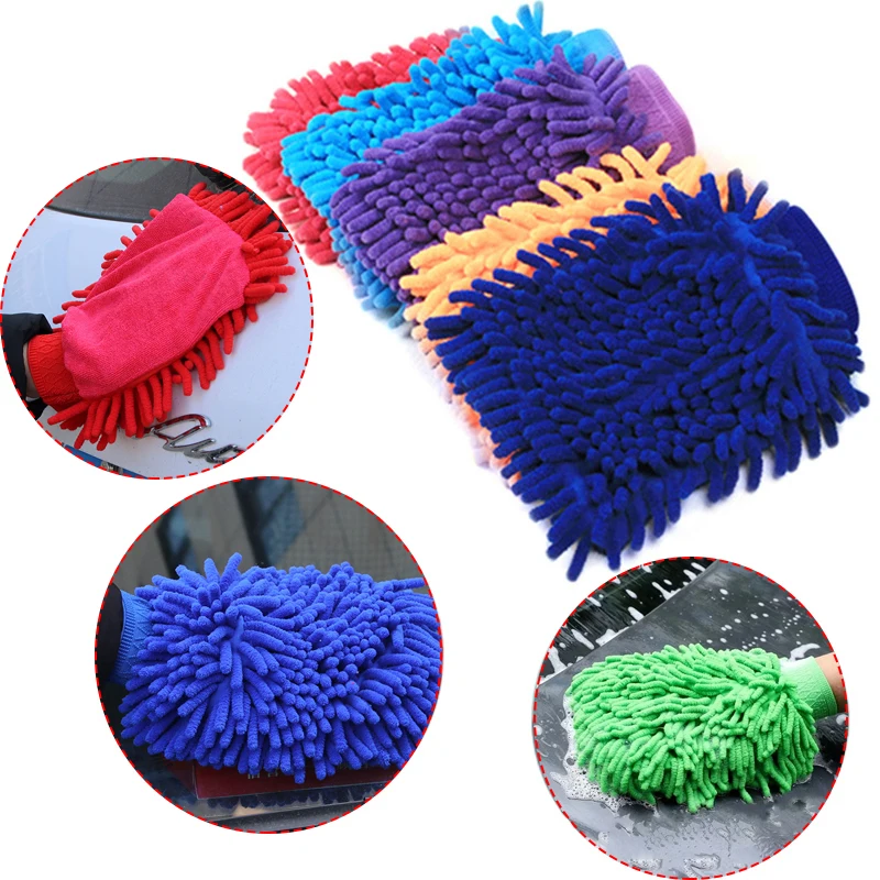 Car Wash Glove Chenille Coral Soft Microfiber Gloves Car Cleaning Towel