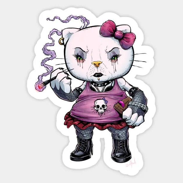

Cool Hello Kitty sticker Fashion Style Graffiti Stickers For Moto car suitcase cool laptop Cartoon Skateboard sticker