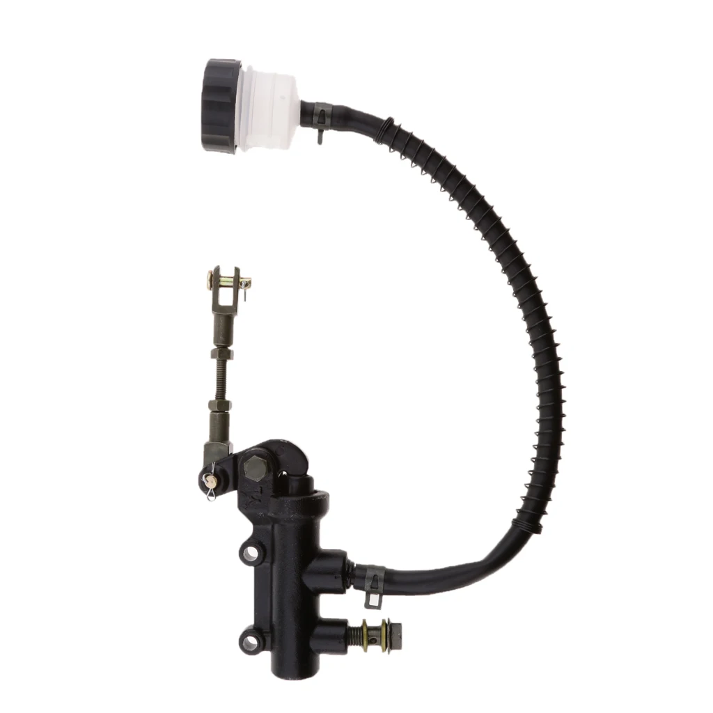 Motorcycle Rear Master Cylinder Pump Kit with Reservoir Sportbike Foot Brakes for Dirt Bike ATV Go Kart, Black
