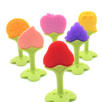 

Baby Silicone Training Toothbrush BPA Free Fruit Shape Safe Toddle Teether Chew Toys Teething Ring Gift For Infant Baby Chewing