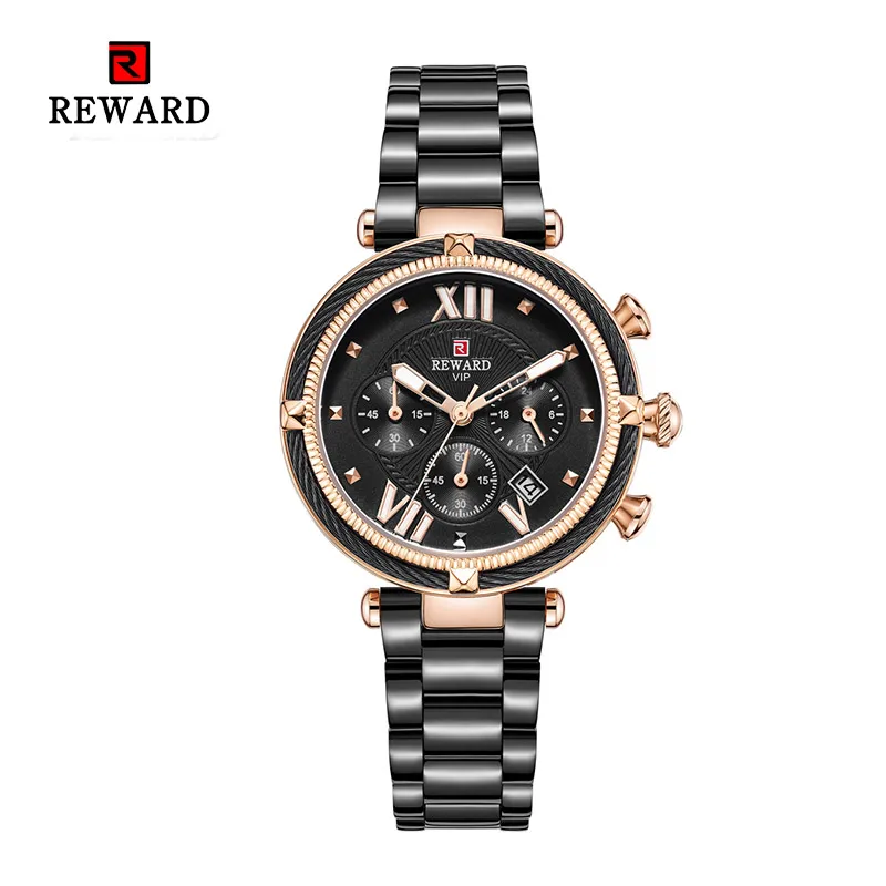 Награда роскошные часы женские водонепроницаемые розовое золото стальной ремешок женские наручные часы лучший бренд Дата Часы Relogio Feminino - Цвет: RD63084L-I