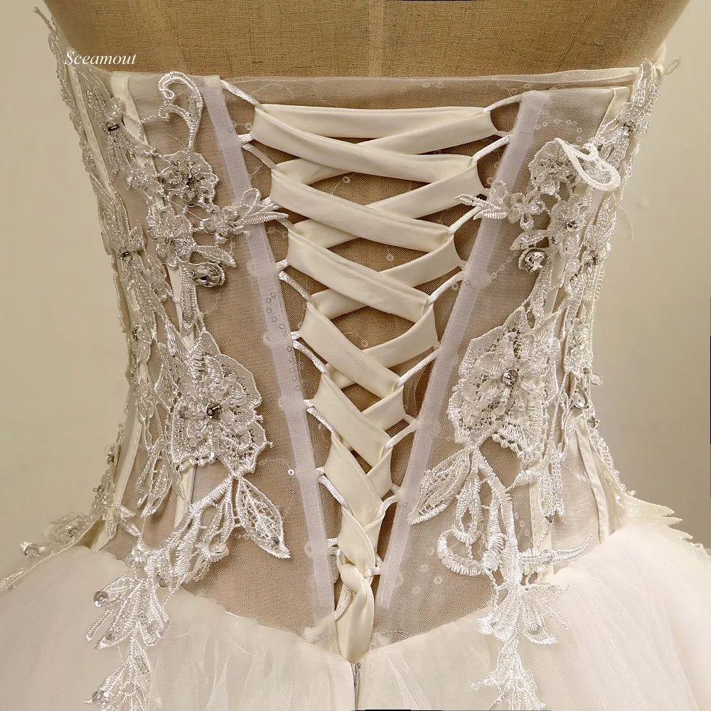 Robe De Mariage Vestido De Noiva Милая кружево принцесса бальное платье оборками органза Белая/цвета слоновой кости свадебное платье