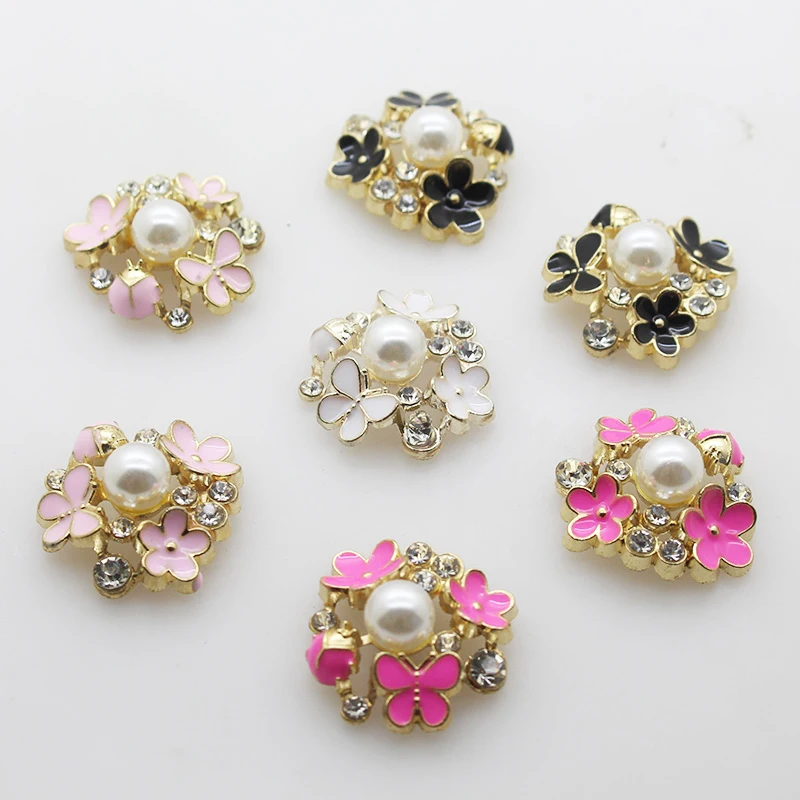 

10pcs/lot 26mm x 24mm Gold Base Gorgeous Alloy Rhinestone Buttons for Metal Brooch Hair Bow DIY Craft Jewelry Accessories
