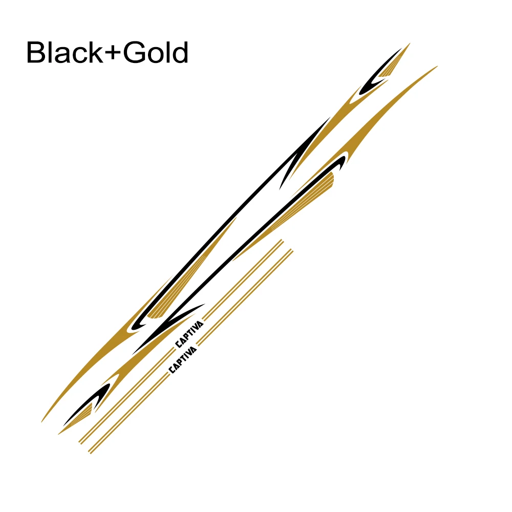 Black Gold 1 Набор виниловых гоночных стикеров для автомобильной двери, боковой талии, авто Декор, наклейка для Chevrolet Captiva, водонепроницаемые аксессуары для украшения кузова автомобиля - Название цвета: Black Gold