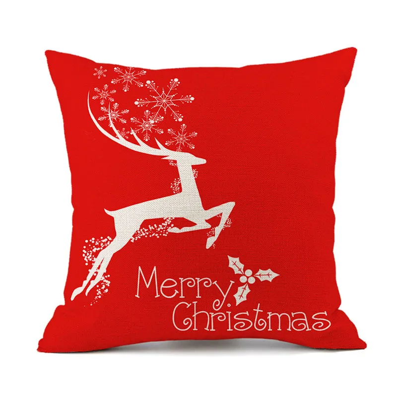 Рождественская наволочка олень Санта Клаус Красные праздничные льняные подушки с принтом набор офисный диван отдых спинка набор 45*45 см - Цвет: 10