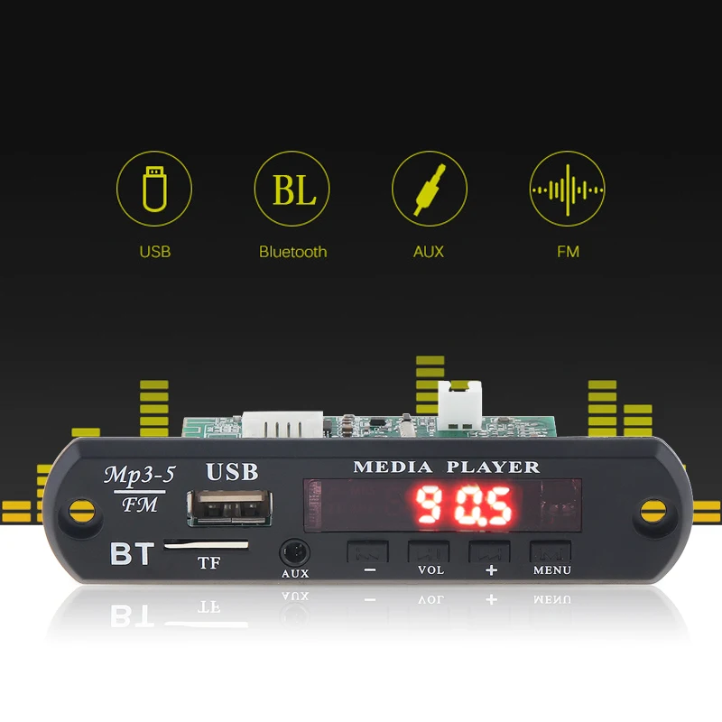 5 в 1080P беспроводной Bluetooth аудио декодер плата Поддержка WAV MP3 декодеры со стерео tf-картой/u-диском для семейного автомобиля/домашнего DVD