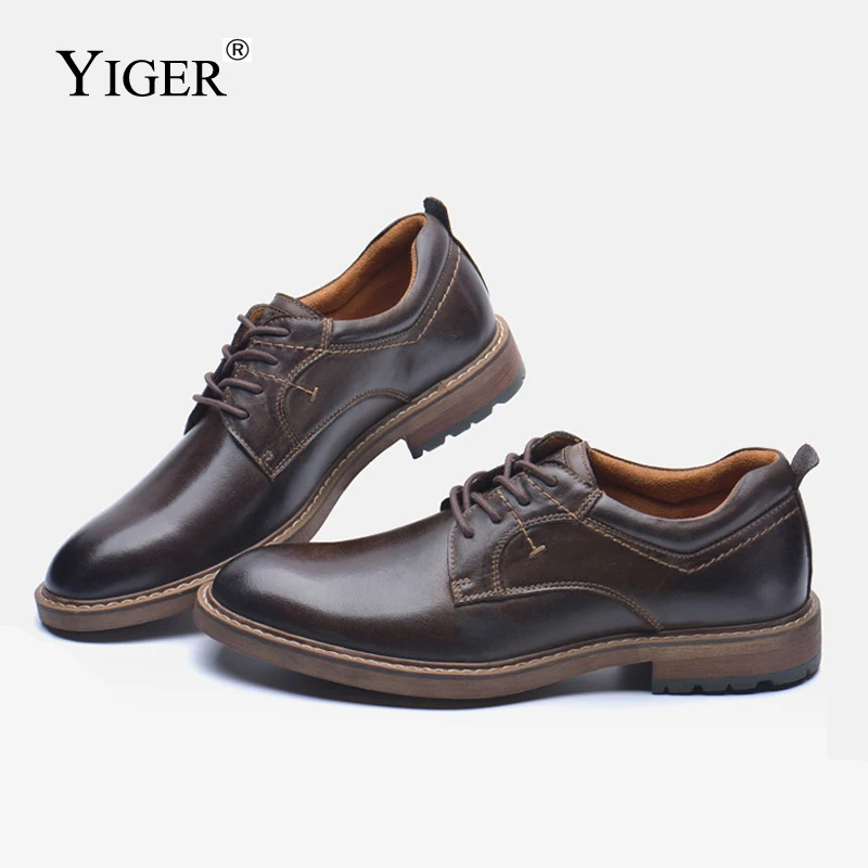 YIGER/Новинка мужская повседневная обувь мужские туфли оксфорды деловая из