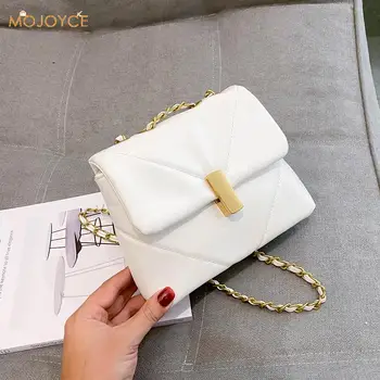 

Lattice Pattern Women Messenger Bag Fashion Solid Color Female Chain Flap Shoulder PU Leather Handbag