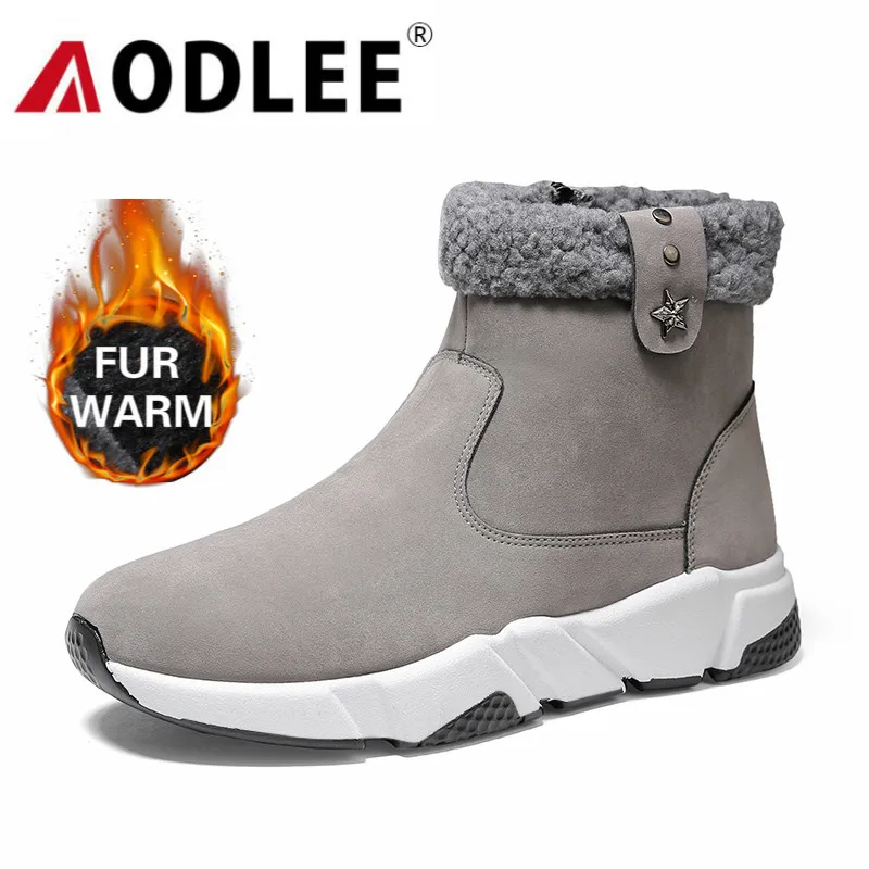 

AODLEE Winter Fur Men Boots Plush Warm Waterproof Snow Boots Men Sneakers Military Ankle Boots Men Outdoor Shoes botas hombre