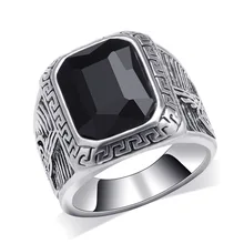 Большое винтажное серебряное кольцо с черным камнем для женщин мужские модные украшения подарок на день Святого Валентина