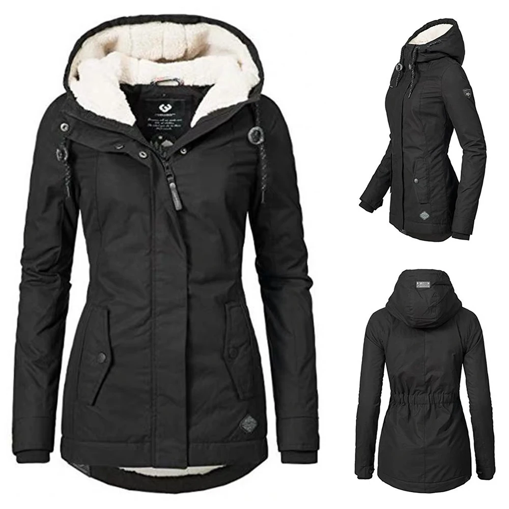 Для женщин зимние Повседневные куртки пальто Модные средней длины стеганая куртка с капюшоном из толстого хлопка; теплая женская уличная куртка размера плюс D20