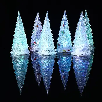 

6pcs Christmas Tree LED Light Acrylic Xmas Decor Glowing Desktop Adornment Party Decoration Christmas Night Light Lamp Gift