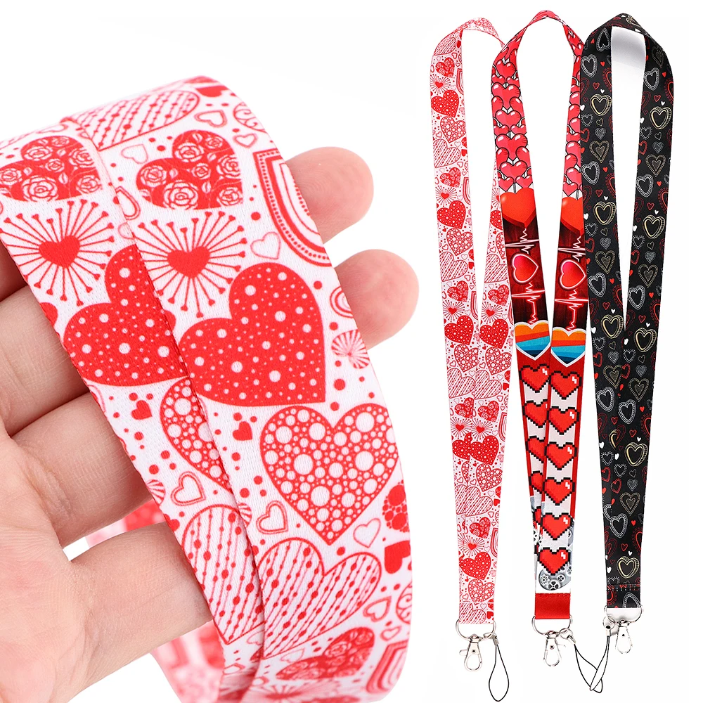 Dz2342 Heart Lanyard For Keychain Id Card Cover Pass Student Mobile