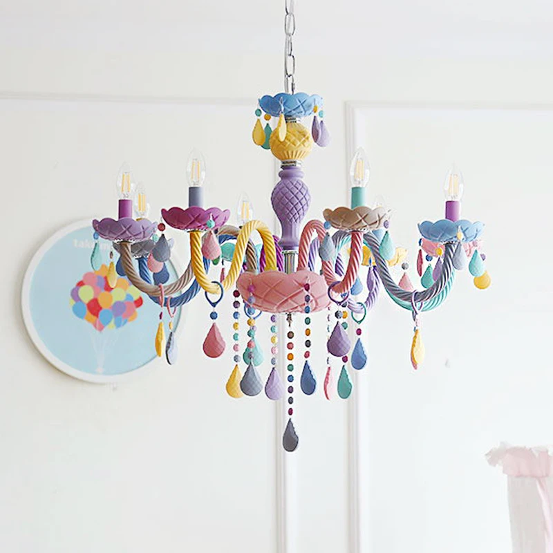 Современный хрустальный подвесной светильник s Macaron, цветные потолочные лампы, детская комната, креативный фантазийный светильник, подвесной светильник