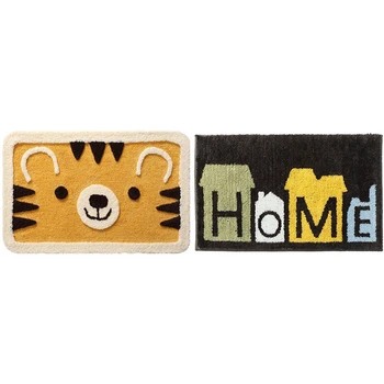 

2 Pcs Cartoon Absorbent Doormat Anti-Slip Flocking Carpet Door Mats Doormats-Yellow & Black