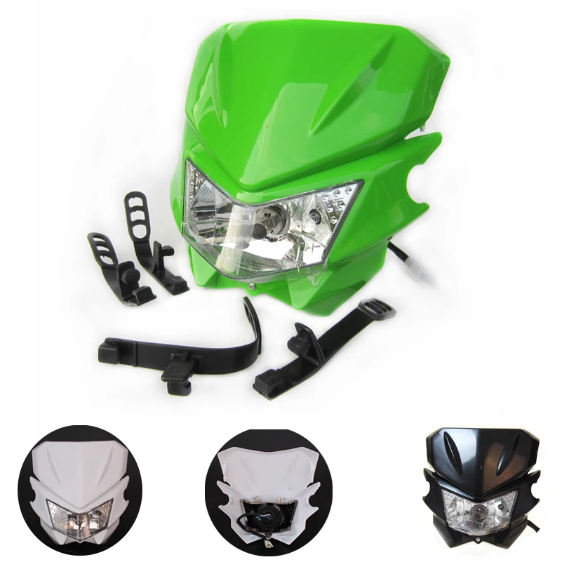 Мотоцикл мотокросса 12 в 35 Вт H4 фара обтекатель для KLX KX 110 WR250F WR450F фара фары грязи велосипеды внедорожных