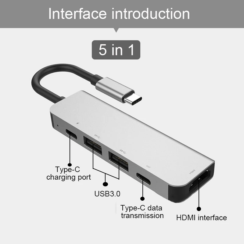 Basix USB C концентратор типа C к HDMI/USB 3,0/RJ45/SD/TF/PD адаптер для Macbook Pro huawei P20 samsung S8 S9 type-c USB 3,0 концентратор - Цвет: 5in1 HUB