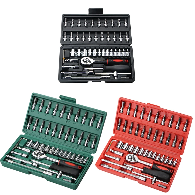 

46Pcs/Set Multifunctionl Ratchet Wrench Set Kit with Carry Case for Auto Repair Professional Mechanic Repair Tools Combination