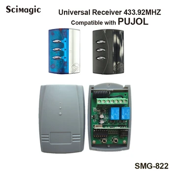 PUJOL Garage Door remote control receiver 433.92MHz Rolling Code Receiver Remote control switch 2 channel DC 12V-24V dc 12v 1 channel remote control motor switch wireless curtain switch 2 button remote control for home light door access control