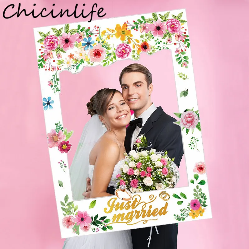 

Chicinlife 1Pcs Just Married Photo Booth Frame Props Wedding Party Decoration Bridal Shower Photobooth Props Hen Party Supplies