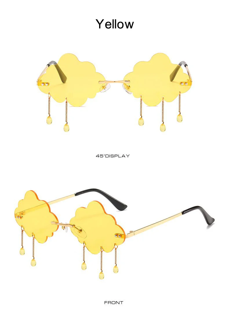 Vintage Rimless Sunglasses Woman Fashion Clouds Sun Glasses Female Retro Tassel Raindrop Trending Oculos De Sol Feminino_voghion.com
