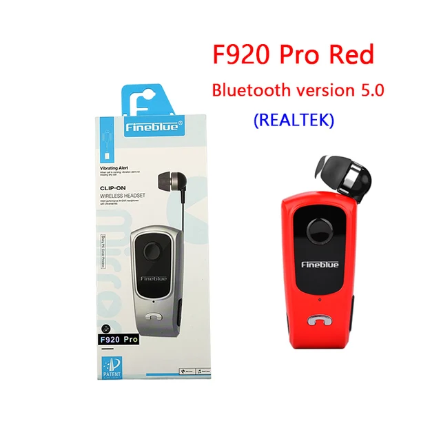 Fineblue F920 Pro Mini Wireless Earphone Retractable Portable Bluetooth Headset Calls Remind Vibration Sport Run Gamer Headphone Original box Red