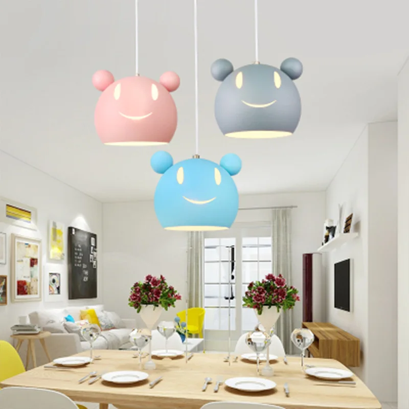 

European-style Mickey Hanging Light Simple Minimalist Cartoon Creative Home Decor Bedroom Children's Room Bedside Pendant Lamp