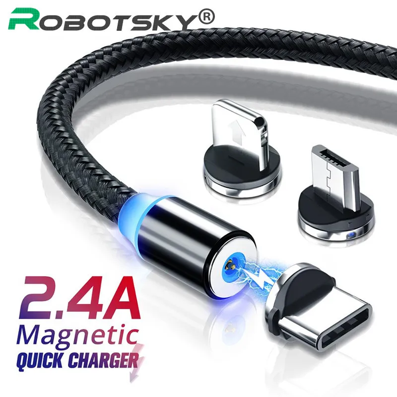 Magnetic USB Charging Cable Micro usb Type C Fast Charging Charge cable Mobile Phone Charger 1m 1