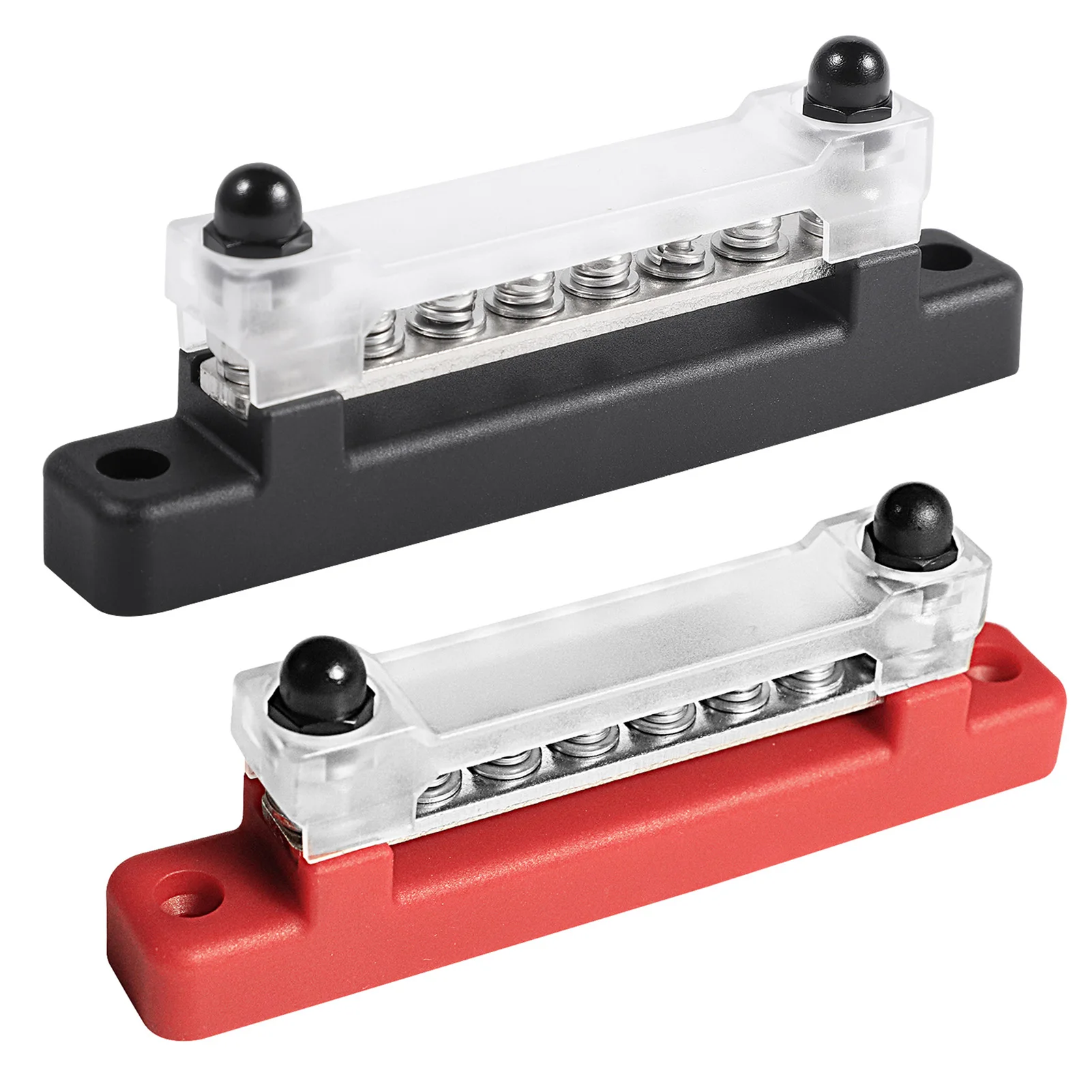 Power Distribution Terminal Block for Automotive and Marine 150A Bus Bar Block with Cover & Heat Shrink Terminals; Ground Distribution Rebuild Skills 6 Terminal Bus Bar Kit Red 