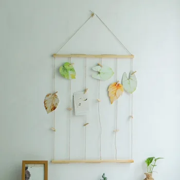 

Cotton Rope Wooden Photo Manager Photo Frame Hand-Made Hanging Ornament Photo Decoration Lanyard Beautiful Creative Family