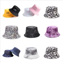 Women Bucket Hats Hip Hop Solid Letter Embroidered Double-sided Wear Fisherman Hat Korean Style Breathable All-match Women Chic